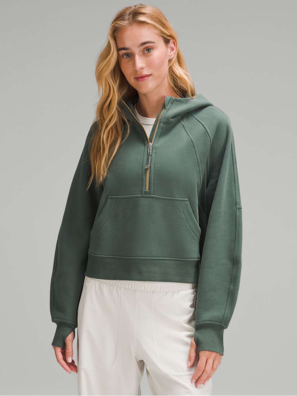 Lululemon Athletica Dark Forest Green Half-Zip Hoodie